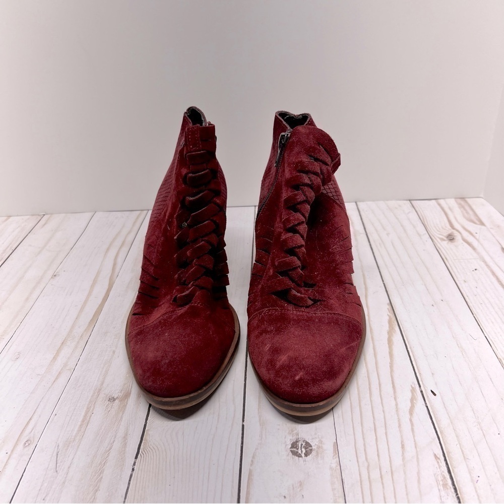 Free People Loveland Suede Ankle Boots in Red Size 37 - Picture 5 of 12
